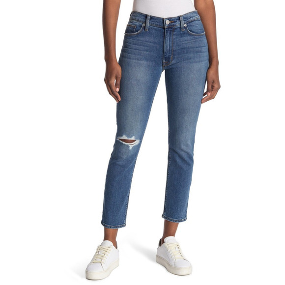 HUDSON BLAIR HIGH RISE DISTRESSED BOOT CROPPED‎ JEANS BLUE NWT WOMEN'S SIZE 29 - Picture 1 of 16